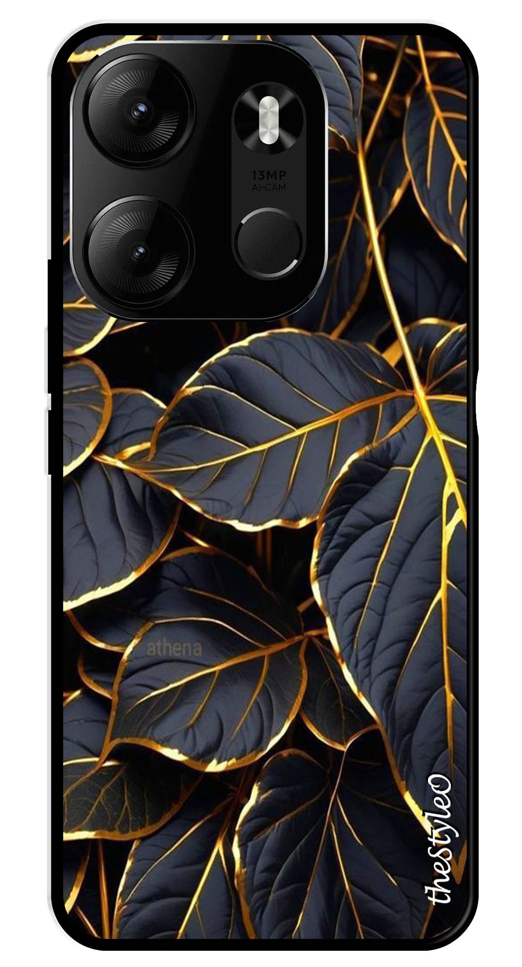 Gold Leaf Metal Mobile Case for Tecno Spark Go Gold Leaf Metal Mobile Case for Tecno Spark Go (Design No -73)