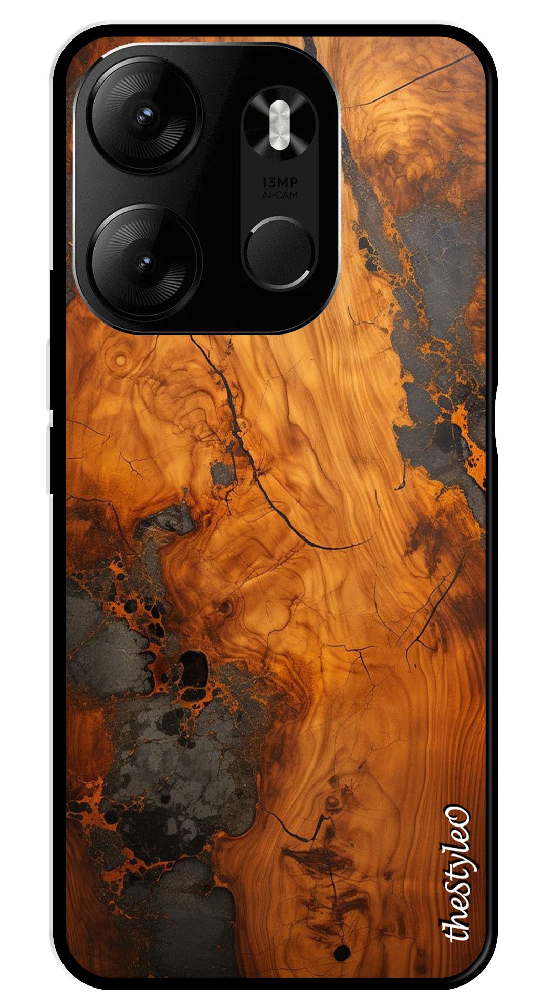 Wooden Design Metal Mobile Case for Tecno Spark Go Wooden Design Metal Mobile Case for Tecno Spark Go (Design No -74)