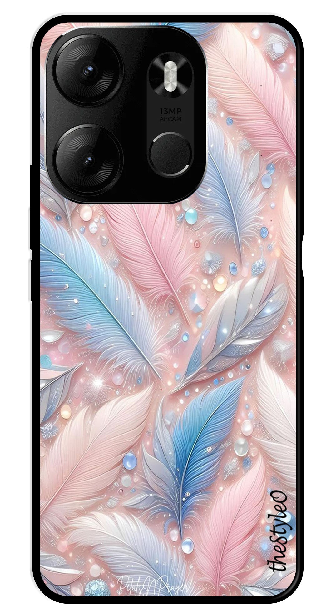 Feather Design Metal Mobile Case for Tecno Spark Go Feather Design Metal Mobile Case for Tecno Spark Go (Design No -85)