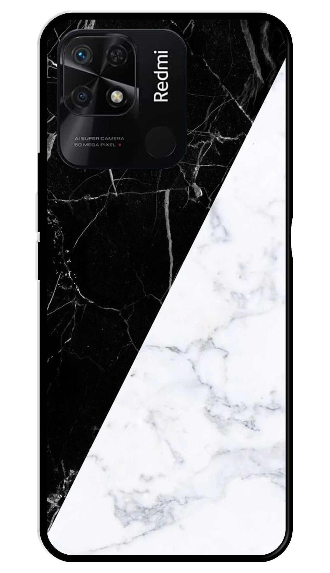 Black White Marble Design Metal Mobile Case for Redmi 10 Black White Marble Design Metal Mobile Case for Redmi 10 (Design No -09)