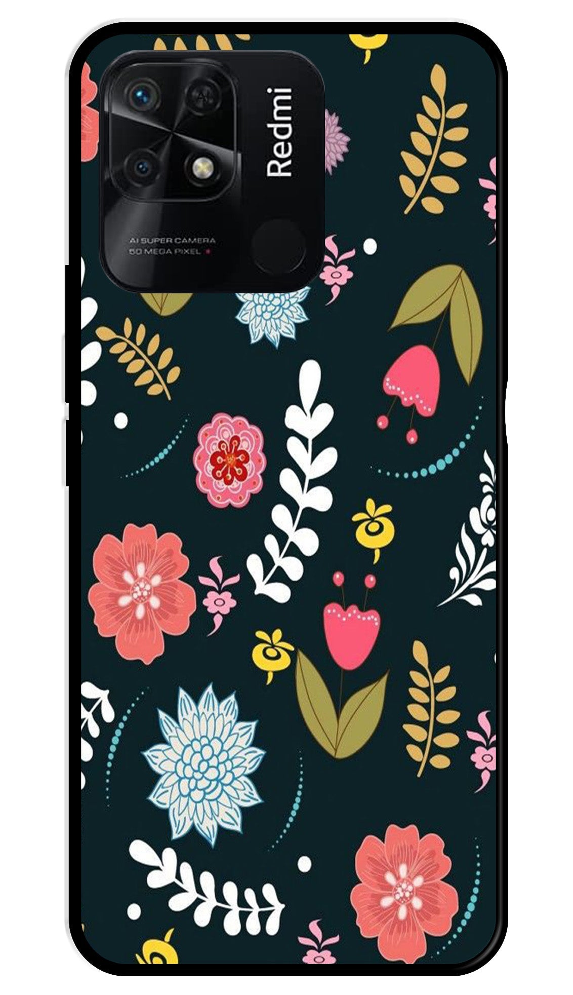 Floral Pattern2 Metal Mobile Case for Redmi 10 Power Floral Pattern2 Metal Mobile Case for Redmi 10 Power (Design No -12)