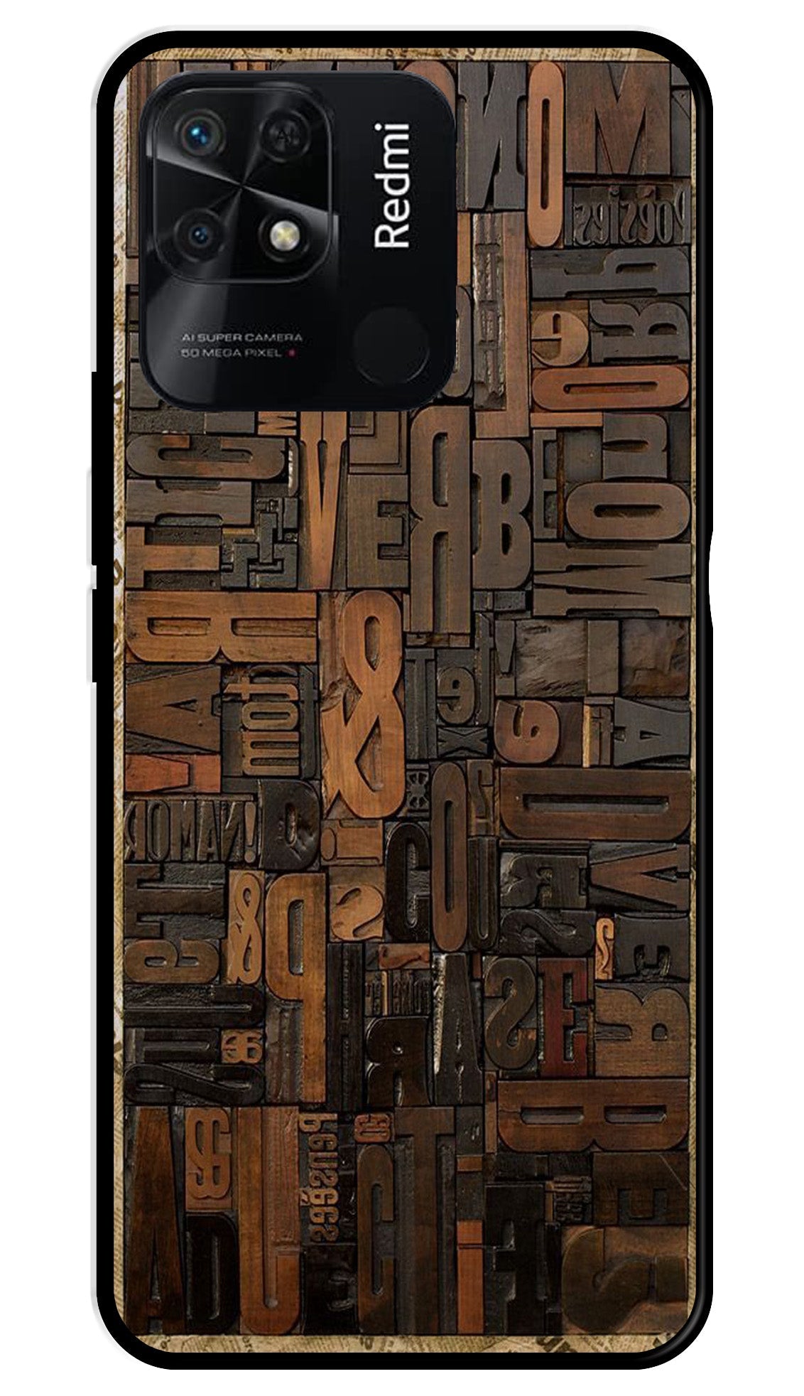 Alphabets Metal Mobile Case for Redmi 10 Power Alphabets Metal Mobile Case for Redmi 10 Power (Design No -32)