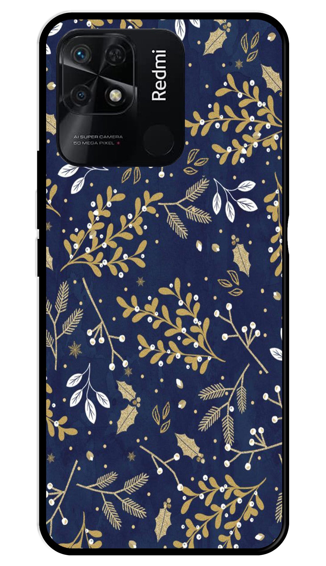 Floral Pattern Metal Mobile Case for Redmi 10 Power (Design No -52)