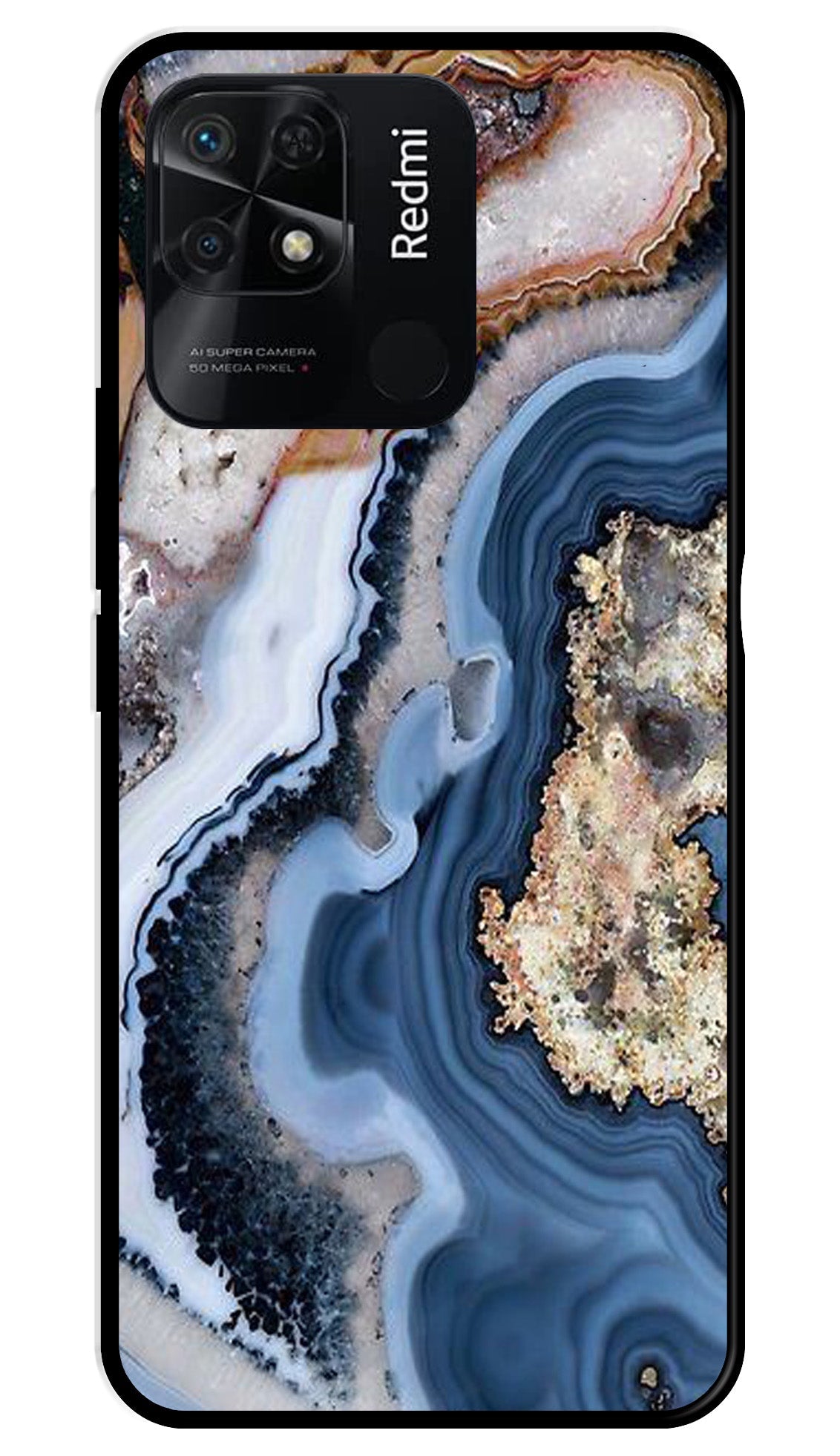 Marble Design Metal Mobile Case for Redmi 10 Power (Design No -53)