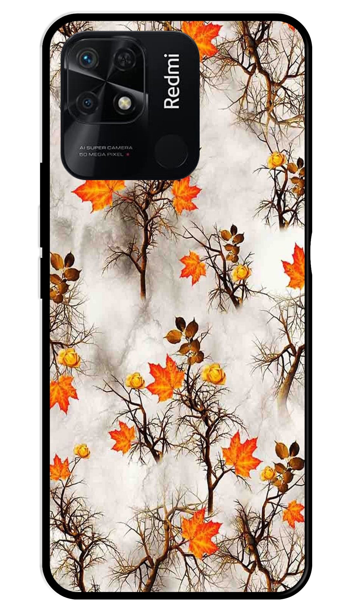 Autumn leaves Metal Mobile Case for Redmi 10 Power (Design No -55)