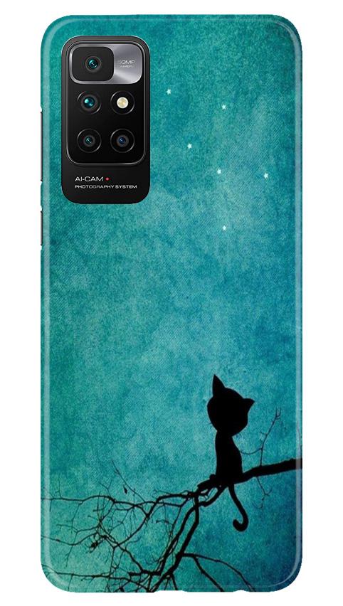 Moon cat Mobile Back Case for Redmi 10 Prime (Design - 70) Moon cat Case for Redmi 10 Prime