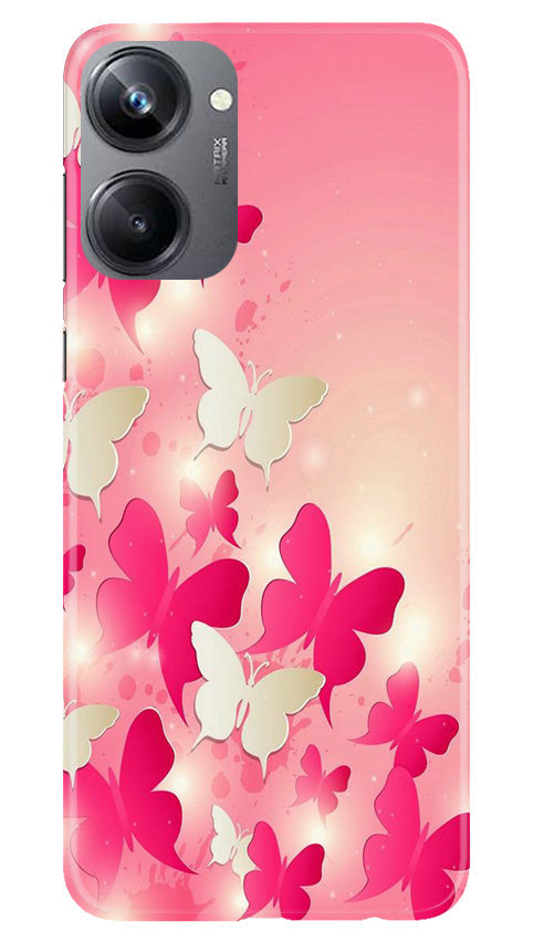 White Pick Butterflies Mobile Back Case for Realme 10 Pro 5G (Design - 28) White Pick Butterflies Case for Realme 10 Pro 5G