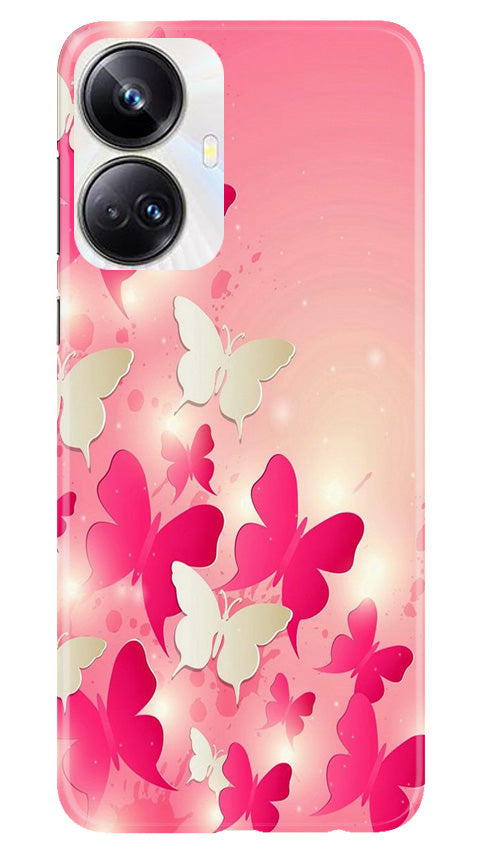 White Pick Butterflies Mobile Back Case for Realme 10 Pro Plus 5G (Design - 28) White Pick Butterflies Case for Realme 10 Pro Plus 5G