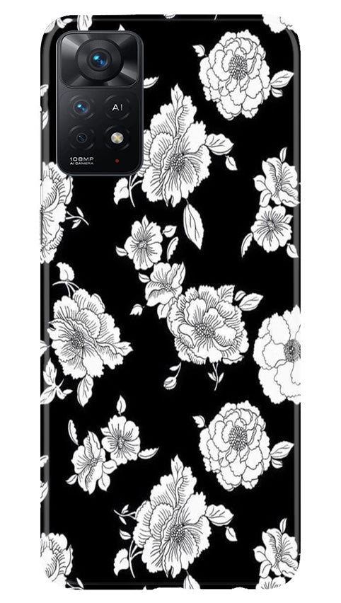 White flowers Black Background Mobile Back Case for Redmi Note 11 Pro Plus (Design - 9) White flowers Black Background Case for Redmi Note 11 Pro Plus