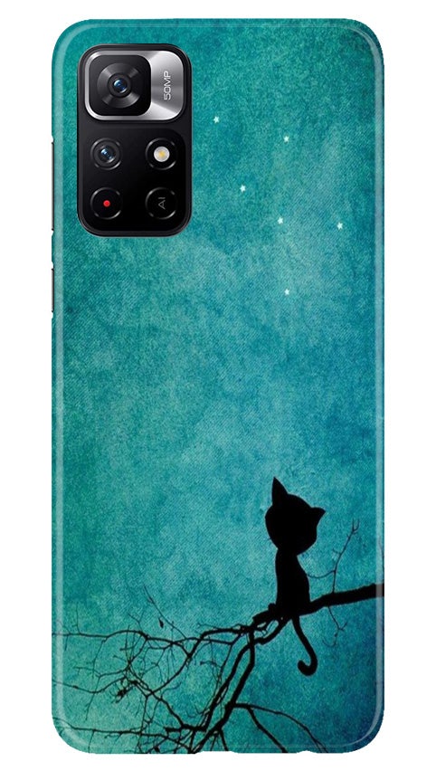 Moon cat Mobile Back Case for Redmi Note 11T 5G (Design - 70) Moon cat Case for Redmi Note 11T 5G