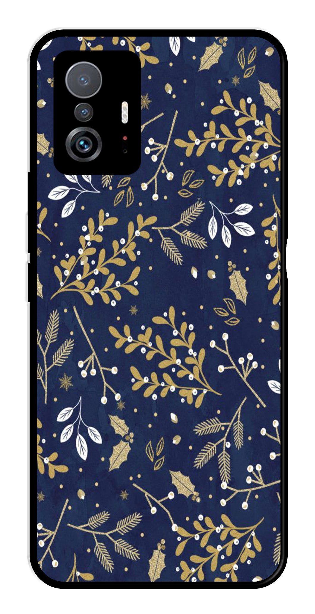 Floral Pattern Metal Mobile Case for Xiaomi 11T Pro 5G (Design No -52)