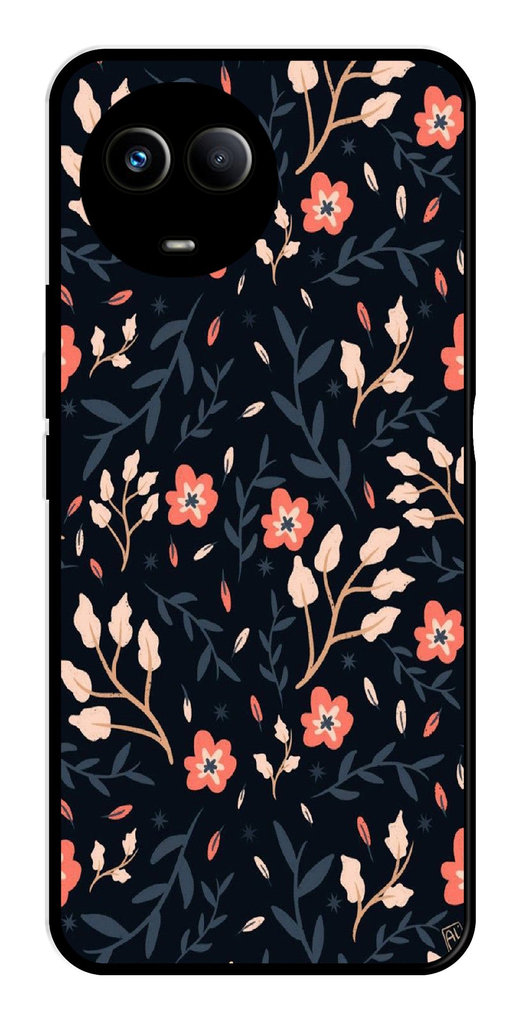 Floral Pattern Metal Mobile Case for Realme 11X 5G Floral Pattern Metal Mobile Case for Realme 11X 5G (Design No -10)