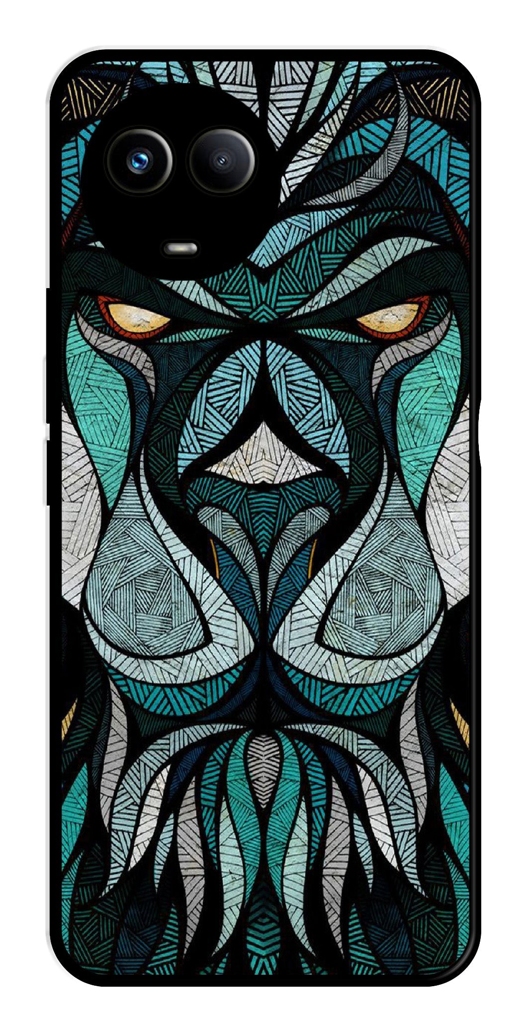 Lion Pattern Metal Mobile Case for Realme 11X 5G Lion Pattern Metal Mobile Case for Realme 11X 5G (Design No -40)