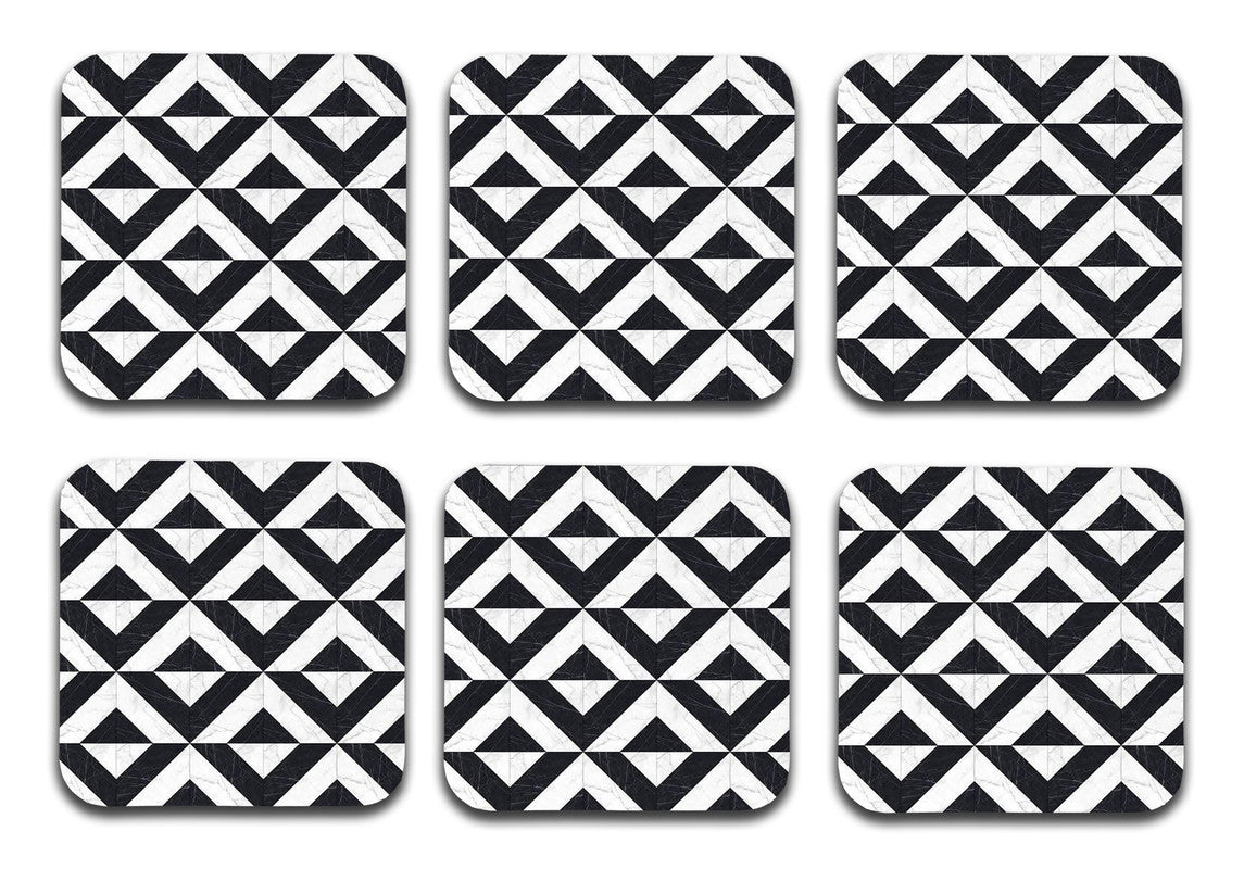 Printed Marble Zig Zag Pattern MDF Wooden Coasters For Home And Kitchen(Set Of 6 Pieces) Printed Marble Zig Zag Pattern MDF Wooden Coasters For Home And Kitchen(Set Of 6 Pieces)