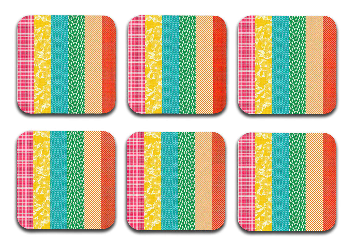 Colorful Patterns Wooden Designer Printed Square Tea Coasters (MDF Wooden, Set of 6 Pieces) Colorful Patterns Wooden Designer Printed Square Tea Coasters (MDF Wooden, Set of 6 Pieces)