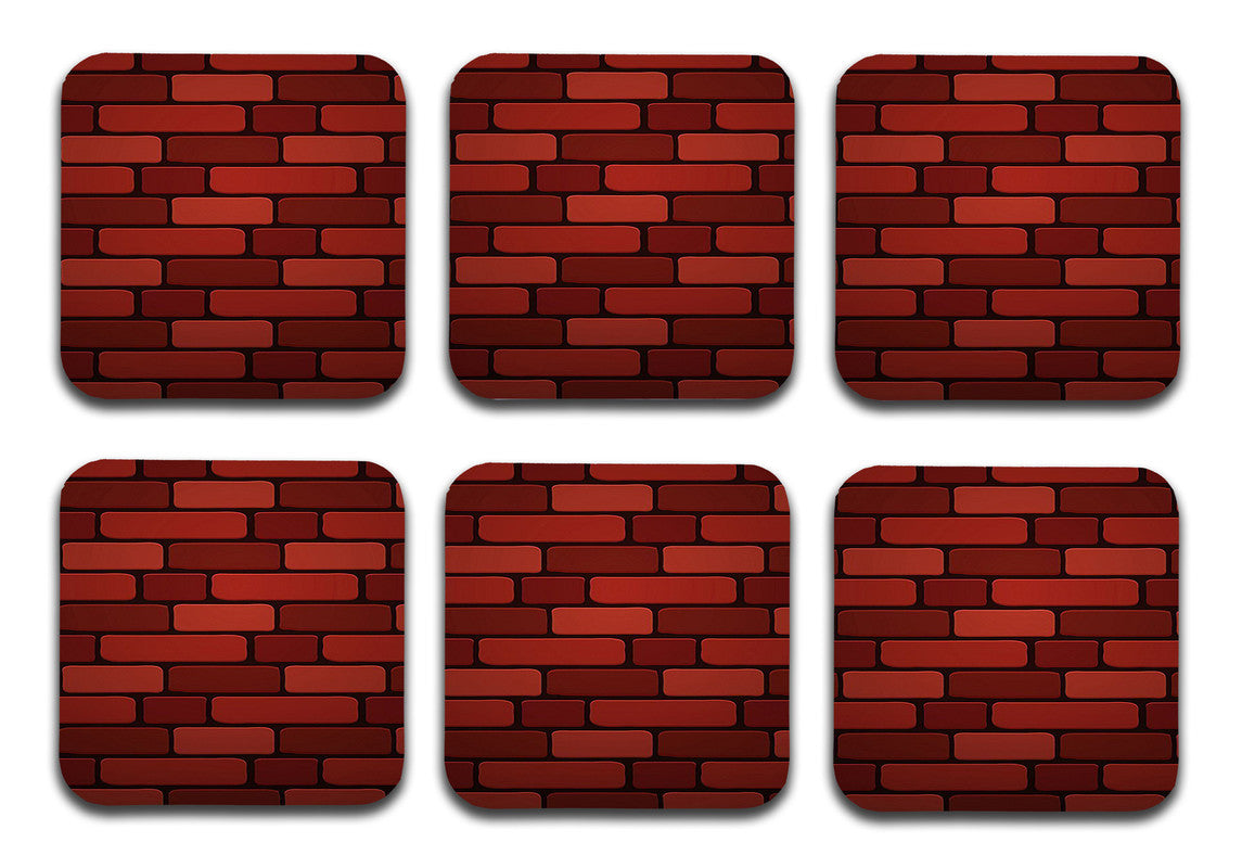 Red Brick Wall Wooden Designer Printed Square Tea Coasters (MDF Wooden, Set of 6 Pieces) Red Brick Wall Wooden Designer Printed Square Tea Coasters (MDF Wooden, Set of 6 Pieces)