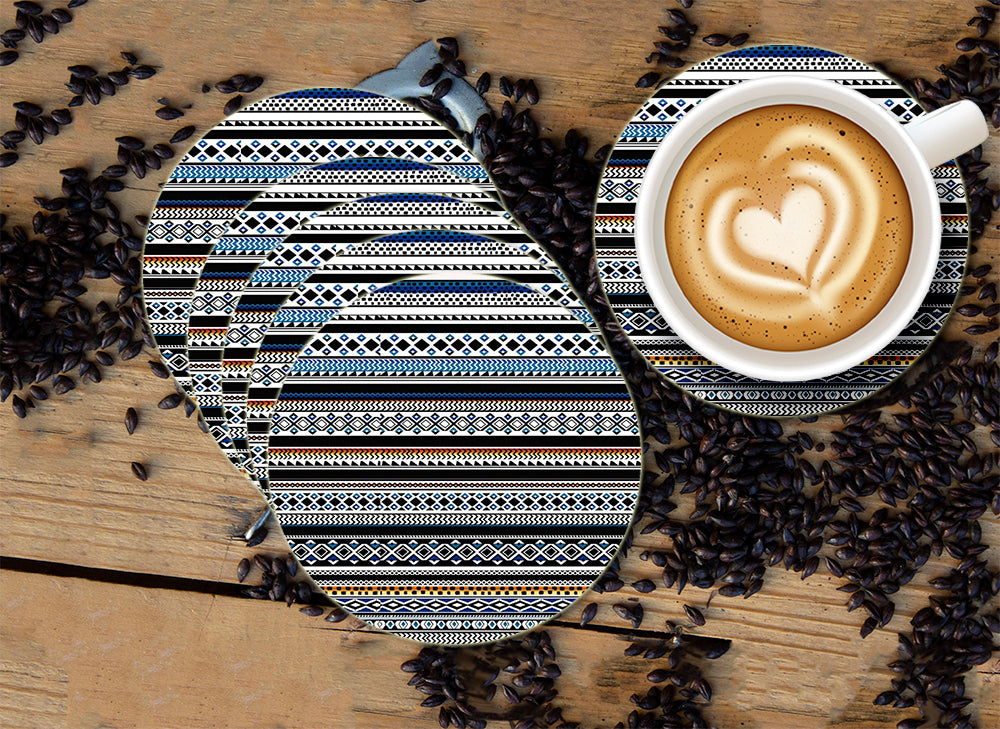 Tribal Pattern Designer Printed Round Tea Coasters (MDF Wooden, Set Of 6 Pieces) Tribal Pattern Designer Printed Round Tea Coasters (MDF Wooden, Set Of 6 Pieces)