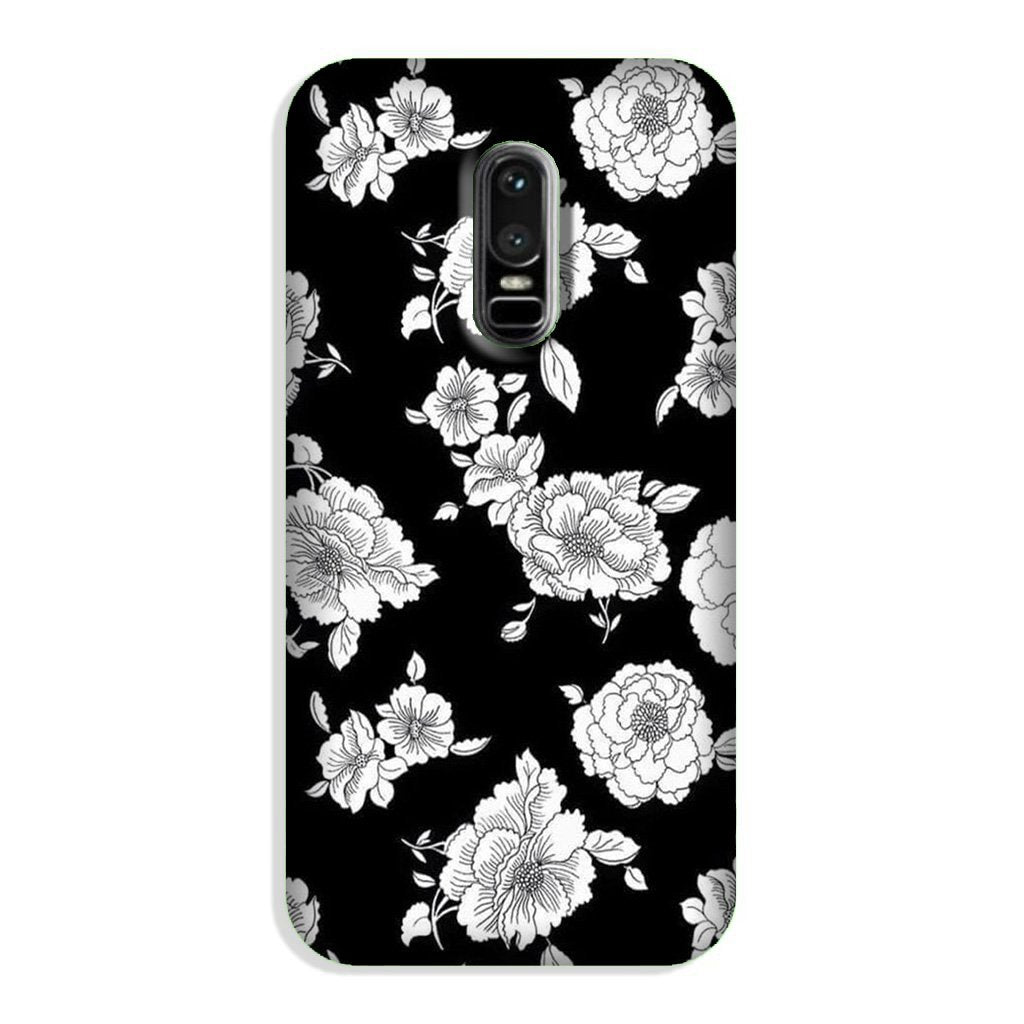 White flowers Black Background Case for OnePlus 6 White flowers Black Background Case for OnePlus 6