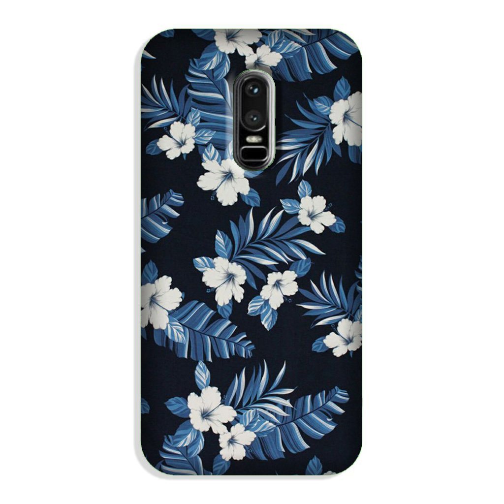 White flowers Blue Background2 Case for OnePlus 6 White flowers Blue Background2 Case for OnePlus 6