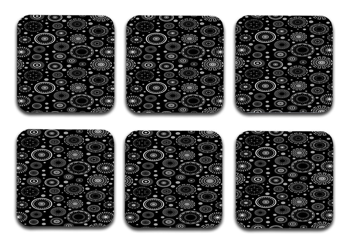 Bundeluk Meetings Art Designer Printed Square Tea Coasters With Stand (MDF Wooden, Set Of 6 Pieces Coaster And 1 Stand) Bundeluk Meetings Art Designer Printed Square Tea Coasters With Stand (MDF Wooden, Set Of 6 Pieces Coaster And 1 Stand)