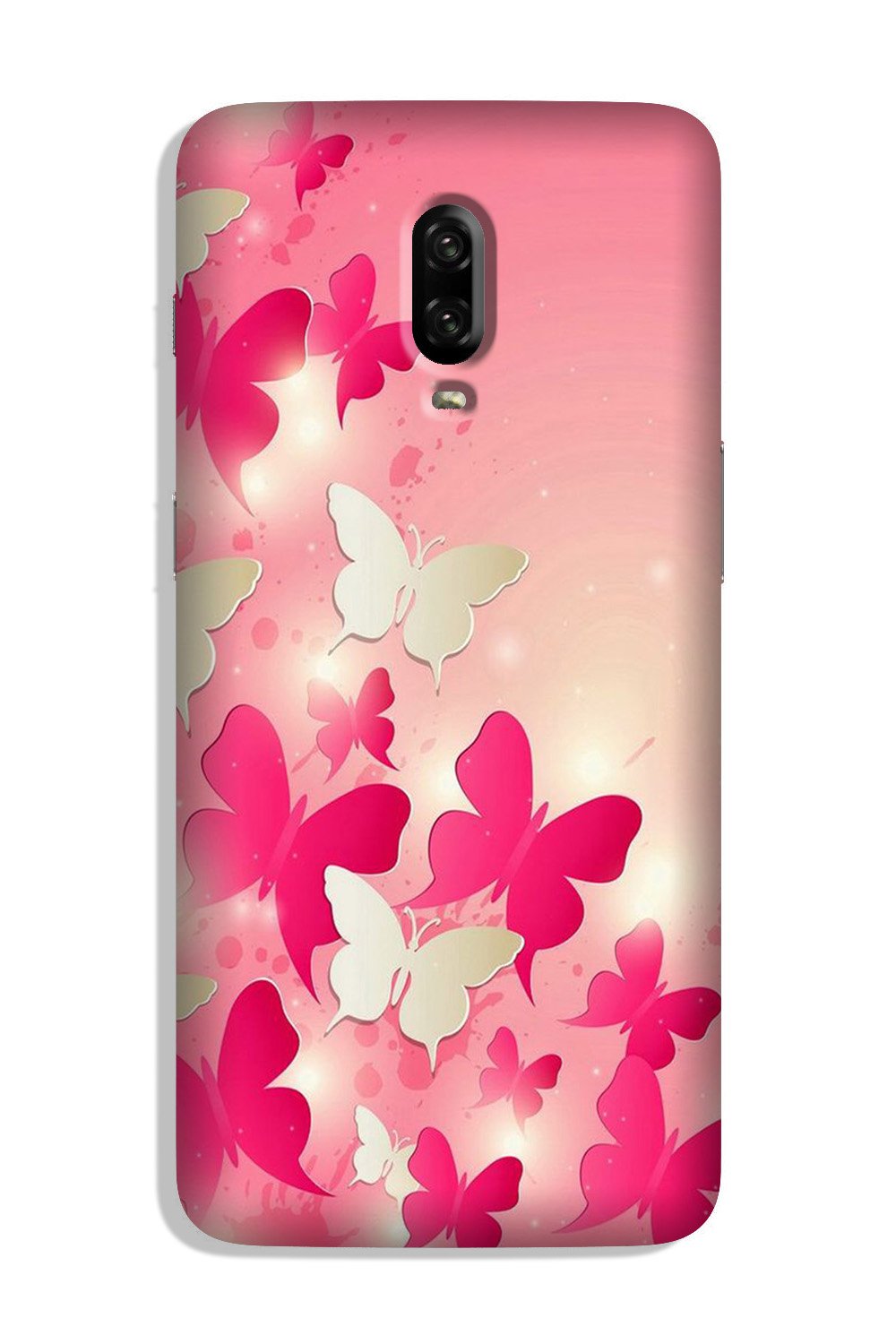 White Pick Butterflies Case for OnePlus 7 White Pick Butterflies Case for OnePlus 7