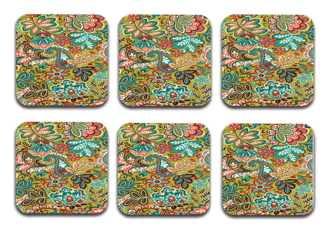 Flowers Designer Printed Square Tea Coasters With Stand (MDF Wooden, Set Of 6 Pieces Coaster And 1 Stand) Flowers Designer Printed Square Tea Coasters With Stand (MDF Wooden, Set Of 6 Pieces Coaster And 1 Stand)