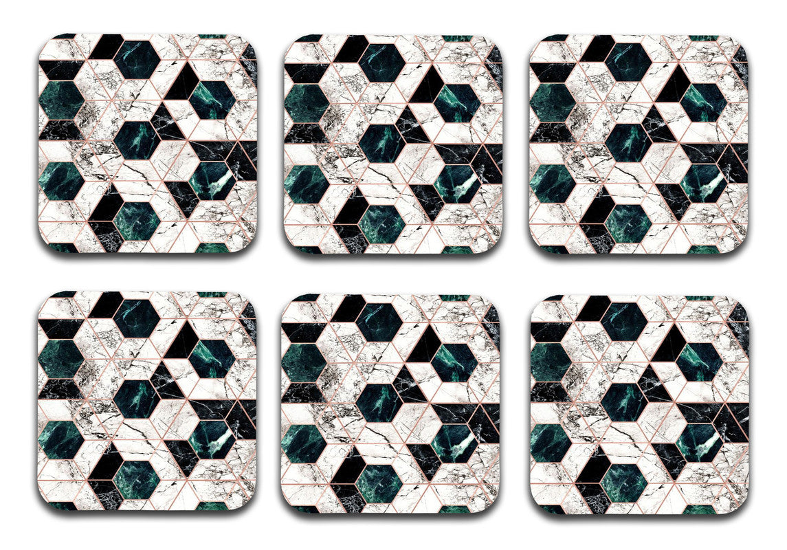 Printed Marble Crose Pattern MDF Wooden Coasters For Home And Kitchen(Set Of 6 Pieces) Printed Marble Crose Pattern MDF Wooden Coasters For Home And Kitchen(Set Of 6 Pieces)