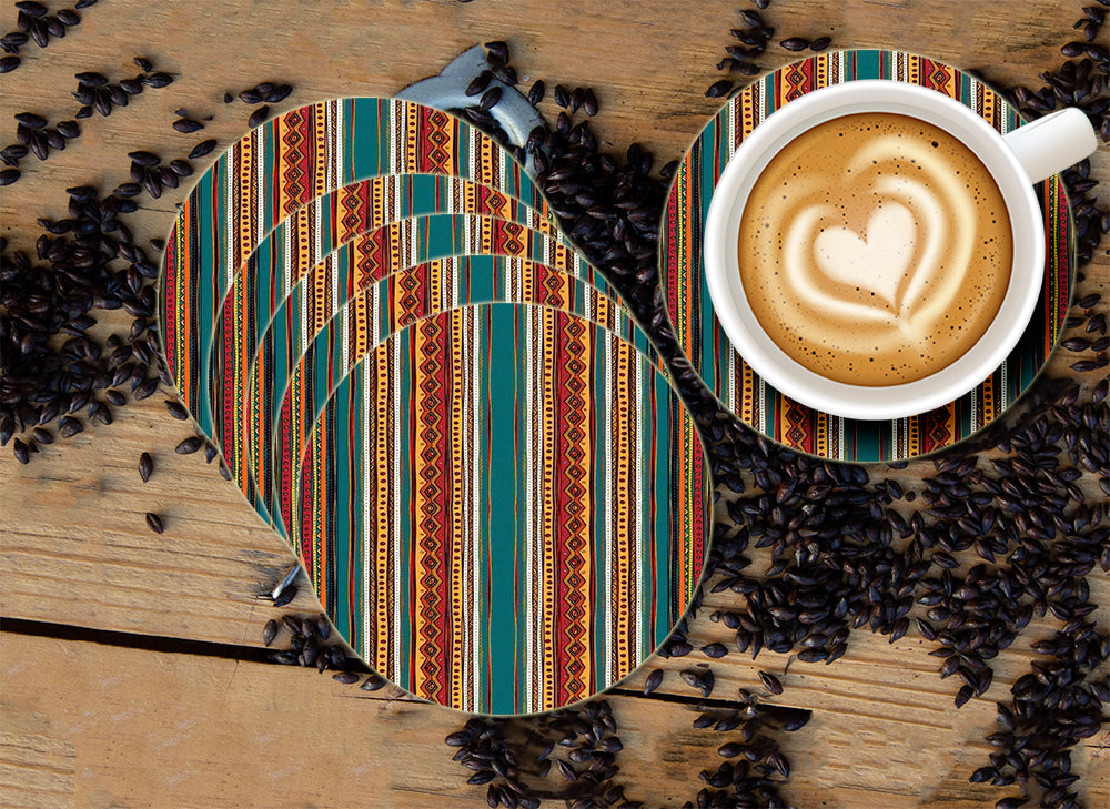 Floral Pattern Designer Printed Round Tea Coasters (MDF Wooden, Set Of 6 Pieces) Floral Pattern Designer Printed Round Tea Coasters (MDF Wooden, Set Of 6 Pieces)