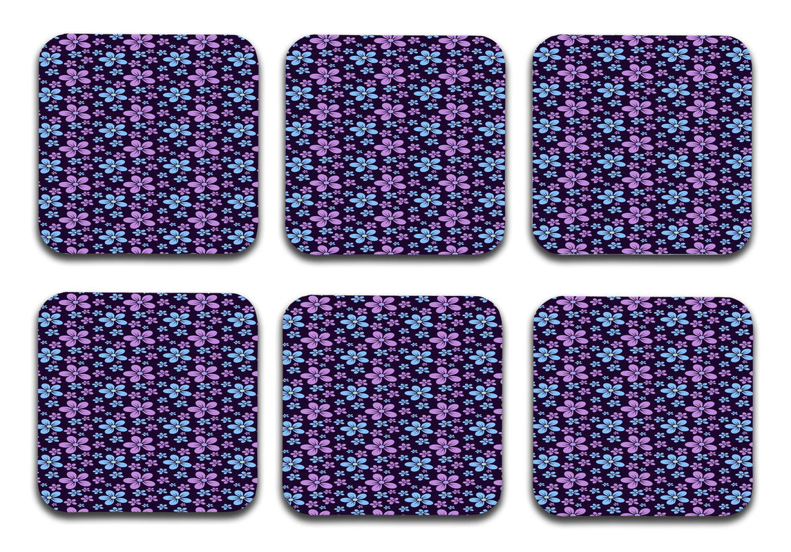 Floral Pattern Designer Printed Square Tea Coasters With Stand (MDF Wooden, Set Of 6 Pieces Coaster And 1 Stand) Floral Pattern Designer Printed Square Tea Coasters With Stand (MDF Wooden, Set Of 6 Pieces Coaster And 1 Stand)