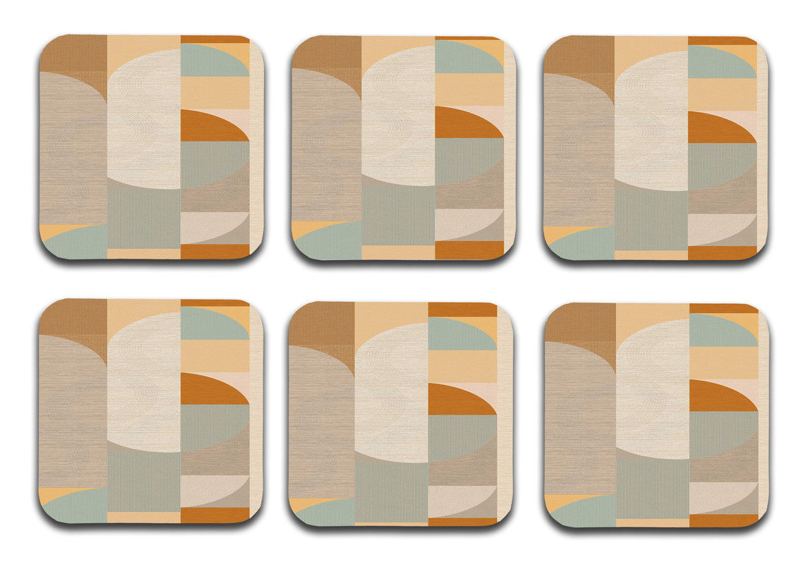Brown Pattern Designer Printed Square Tea Coasters With Stand (MDF Wooden, Set Of 6 Pieces Coaster And 1 Stand) Brown Pattern Designer Printed Square Tea Coasters With Stand (MDF Wooden, Set Of 6 Pieces Coaster And 1 Stand)