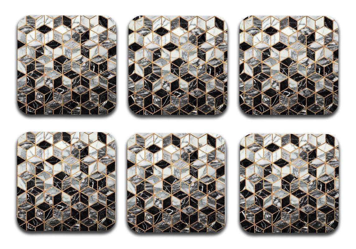 Printed Marble Shine Pattern MDF Wooden Coasters For Home And Kitchen(Set Of 6 Pieces) Printed Marble Shine Pattern MDF Wooden Coasters For Home And Kitchen(Set Of 6 Pieces)