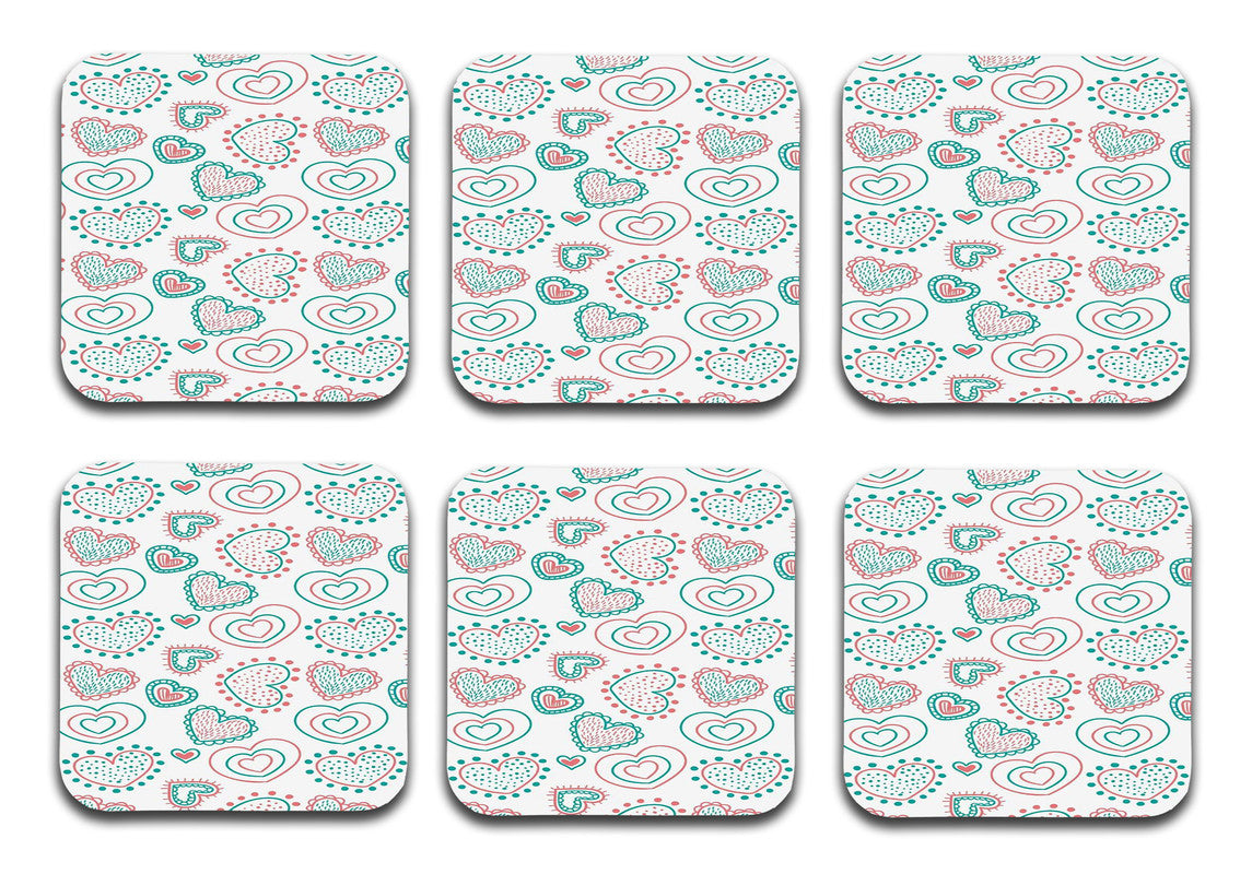 Valentine Pattern Designer Printed Square Tea Coasters With Stand (MDF Wooden, Set Of 6 Pieces Coaster And 1 Stand) Valentine Pattern Designer Printed Square Tea Coasters With Stand (MDF Wooden, Set Of 6 Pieces Coaster And 1 Stand)