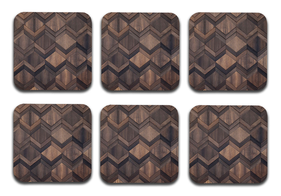 Wooden 3 Designer Printed Square Tea Coasters (MDF Wooden, Set of 6 Pieces) Wooden 3 Designer Printed Square Tea Coasters (MDF Wooden, Set of 6 Pieces)