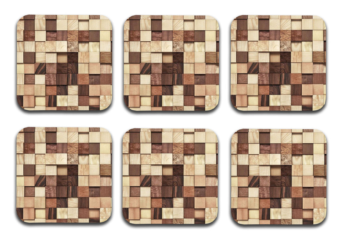 Wooden 5 Designer Printed Square Tea Coasters (MDF Wooden, Set of 6 Pieces) Wooden 5 Designer Printed Square Tea Coasters (MDF Wooden, Set of 6 Pieces)