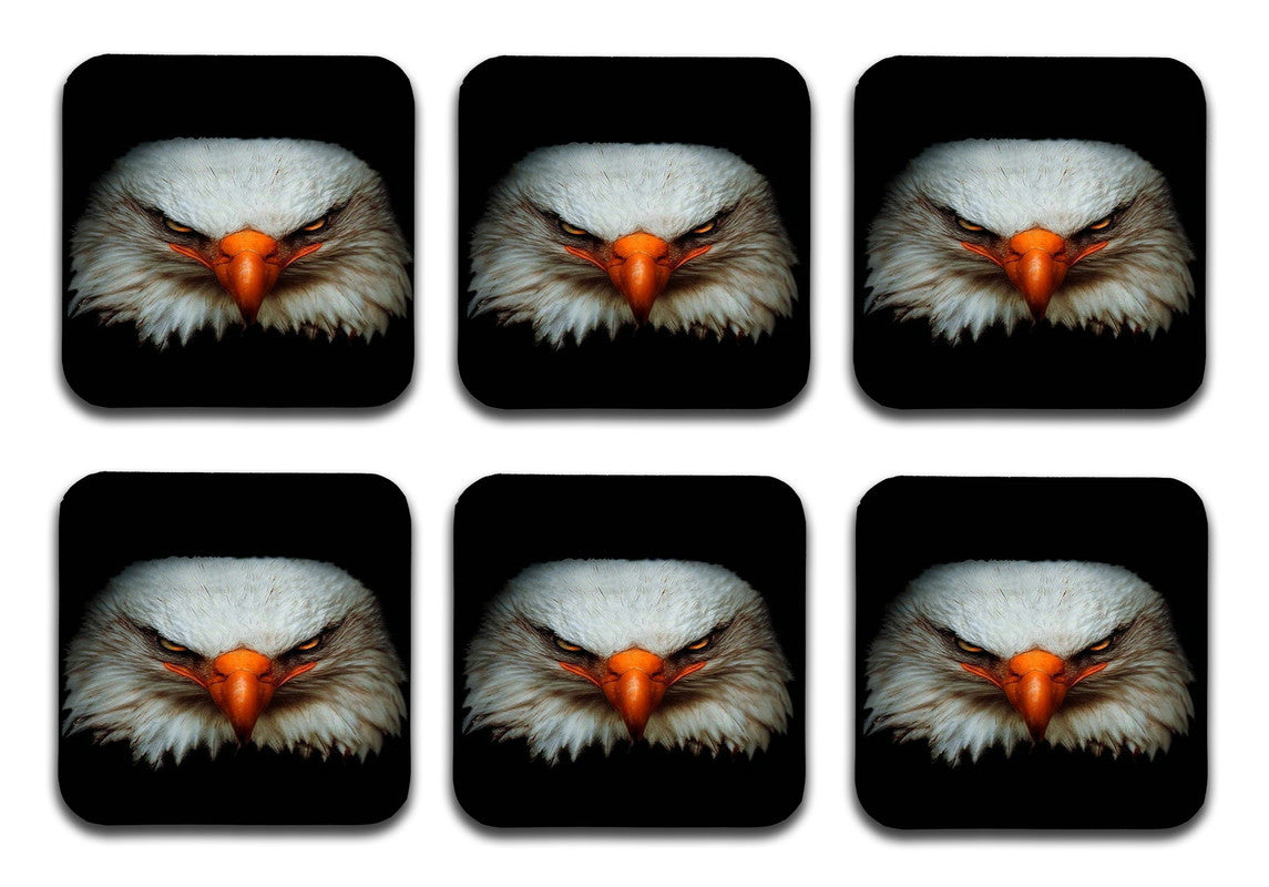 Eagle Pattern MDF Wooden Printed Square Coasters for Home and Kitchen | Dining Table Decor (Set of 6 Pieces) Eagle Pattern MDF Wooden Printed Square Coasters for Home and Kitchen | Dining Table Decor (Set of 6 Pieces)
