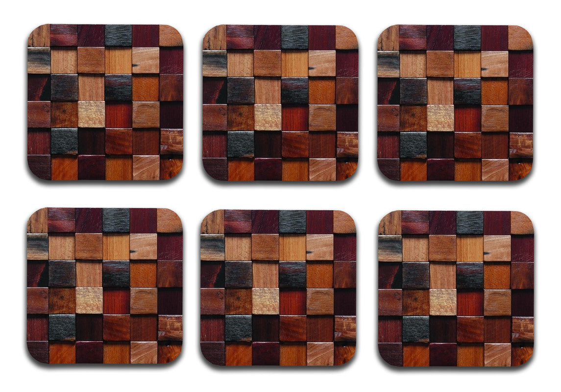 Wooden 2 Designer Printed Square Tea Coasters (MDF Wooden, Set of 6 Pieces) Wooden 2 Designer Printed Square Tea Coasters (MDF Wooden, Set of 6 Pieces)