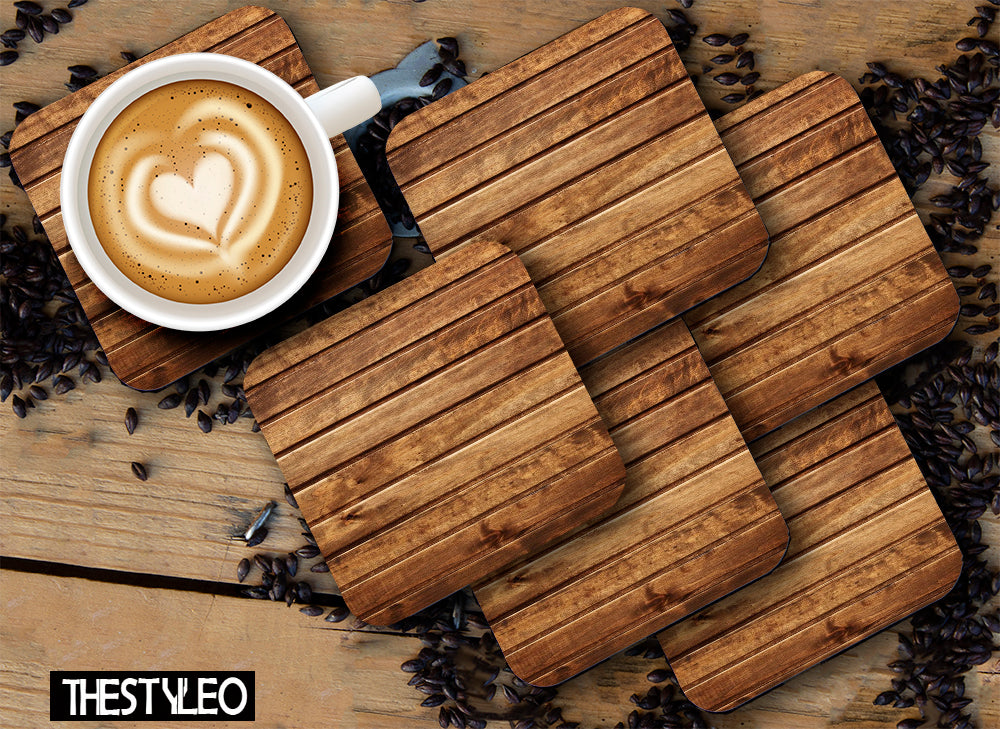 Wooden 7 Designer Printed Square Tea Coasters (MDF Wooden, Set of 6 Pieces) Wooden 7 Designer Printed Square Tea Coasters (MDF Wooden, Set of 6 Pieces)