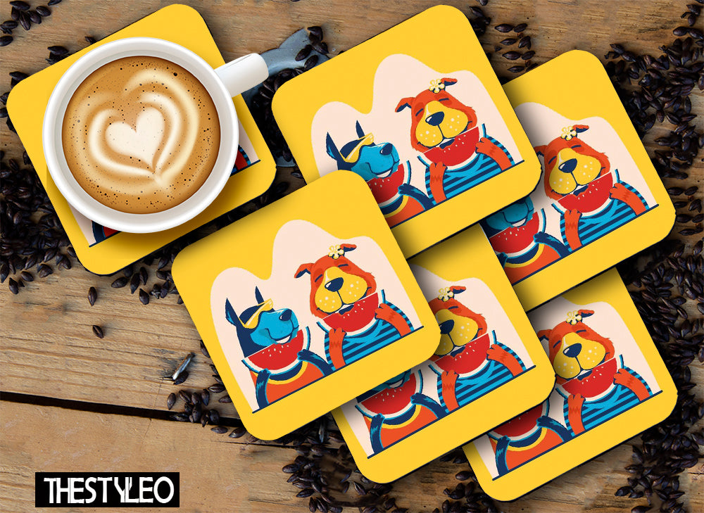 Cute Dogs Wooden Designer Printed Square Tea Coasters (MDF Wooden,Setof 6 Pieces) Cute Dogs Wooden Designer Printed Square Tea Coasters (MDF Wooden,Setof 6 Pieces)