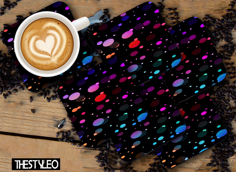 Multi Color Glitter Pattern Designer Printed Square Tea Coasters With Stand (MDF Wooden, Set Of 6 Pieces Coaster) Multi Color Glitter Pattern Designer Printed Square Tea Coasters With Stand (MDF Wooden, Set Of 6 Pieces Coaster)