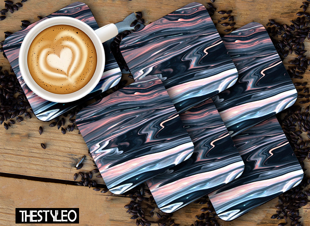 Aesthetic Marble Designer Printed Square Tea Coasters With Stand (MDF Wooden, Set Of 6 Pieces Coaster And 1 Stand) Aesthetic Marble Designer Printed Square Tea Coasters With Stand (MDF Wooden, Set Of 6 Pieces Coaster And 1 Stand)