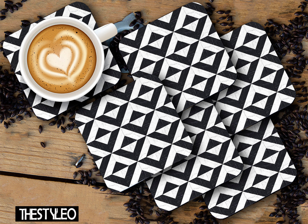 Printed Marble Zig Zag Pattern MDF Wooden Coasters For Home And Kitchen(Set Of 6 Pieces) Printed Marble Zig Zag Pattern MDF Wooden Coasters For Home And Kitchen(Set Of 6 Pieces)