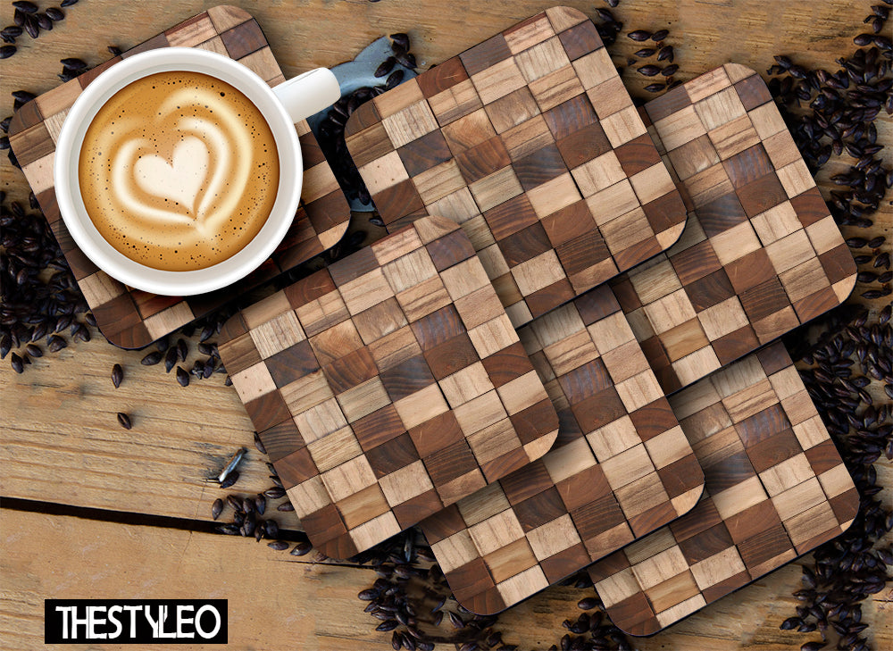 Wooden 10 Designer Printed Square Tea Coasters (MDF Wooden, Set of 6 Pieces) Wooden 10 Designer Printed Square Tea Coasters (MDF Wooden, Set of 6 Pieces)