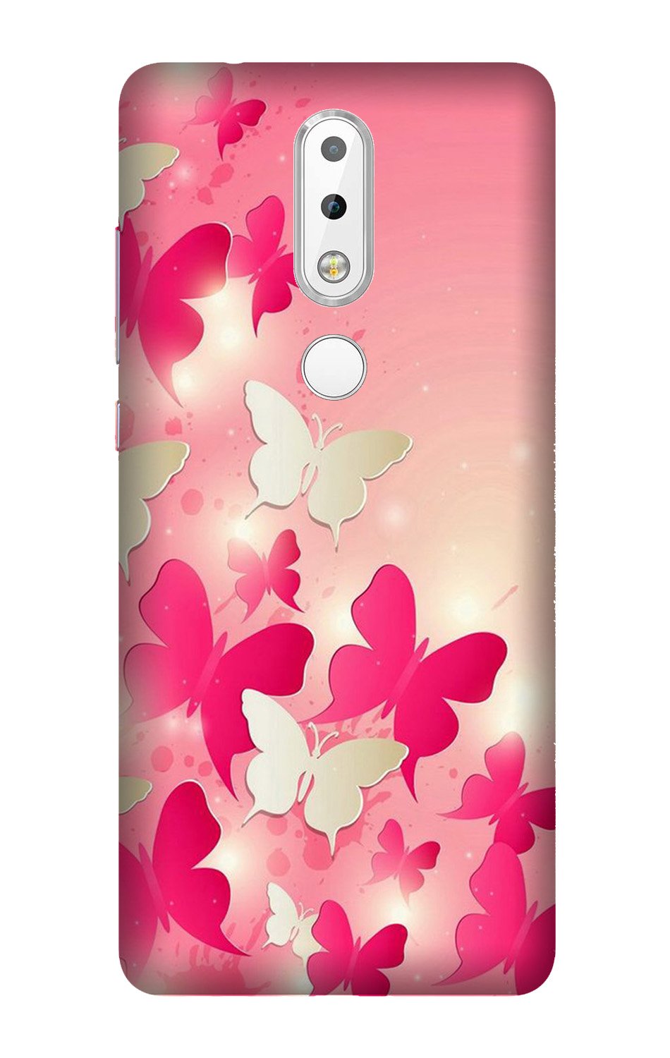 White Pick Butterflies Mobile Back Case for Nokia 3.1 Plus (Design - 28) White Pick Butterflies Case for Nokia 3.1 Plus