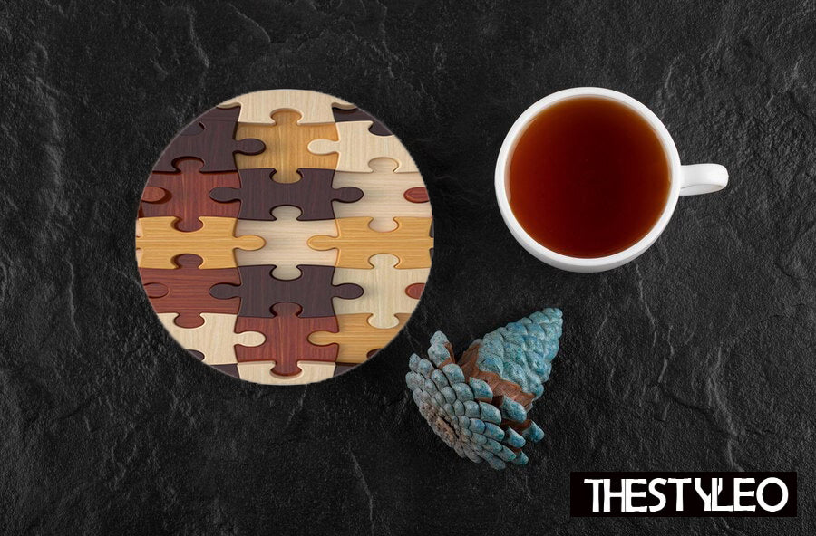 Puzzle Designer Printed Round Tea Coasters (MDF Wooden, Set Of 6 Pieces) Puzzle Designer Printed Round Tea Coasters (MDF Wooden, Set Of 6 Pieces)