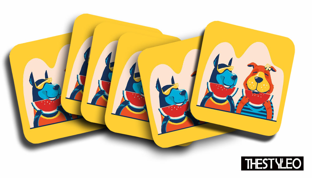 Cute Dogs Wooden Designer Printed Square Tea Coasters (MDF Wooden,Setof 6 Pieces) Cute Dogs Wooden Designer Printed Square Tea Coasters (MDF Wooden,Setof 6 Pieces)