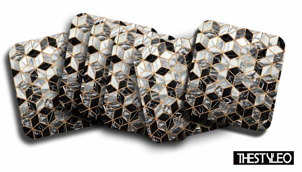 Printed Marble Shine Pattern MDF Wooden Coasters For Home And Kitchen(Set Of 6 Pieces) Printed Marble Shine Pattern MDF Wooden Coasters For Home And Kitchen(Set Of 6 Pieces)