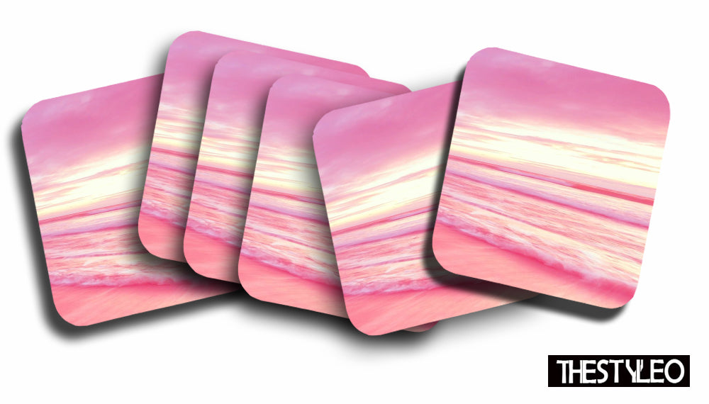 Printed Aesthetic Sunset Pattern Designer Printed Square Tea Coasters (MDF Wooden, Set Of 6 Pieces Coaster) Printed Aesthetic Sunset Pattern Designer Printed Square Tea Coasters (MDF Wooden, Set Of 6 Pieces Coaster)