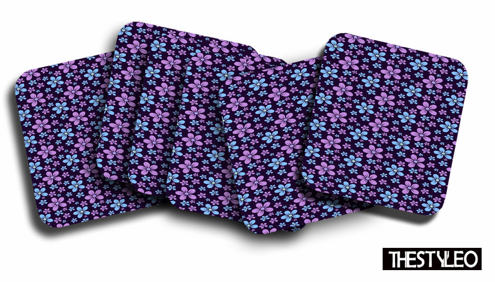 Floral Pattern Designer Printed Square Tea Coasters With Stand (MDF Wooden, Set Of 6 Pieces Coaster And 1 Stand) Floral Pattern Designer Printed Square Tea Coasters With Stand (MDF Wooden, Set Of 6 Pieces Coaster And 1 Stand)