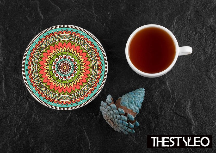 Colorful Mandala Designer Printed Round Tea Coasters (MDF Wooden, Set Of 6 Pieces) Colorful Mandala Designer Printed Round Tea Coasters (MDF Wooden, Set Of 6 Pieces)