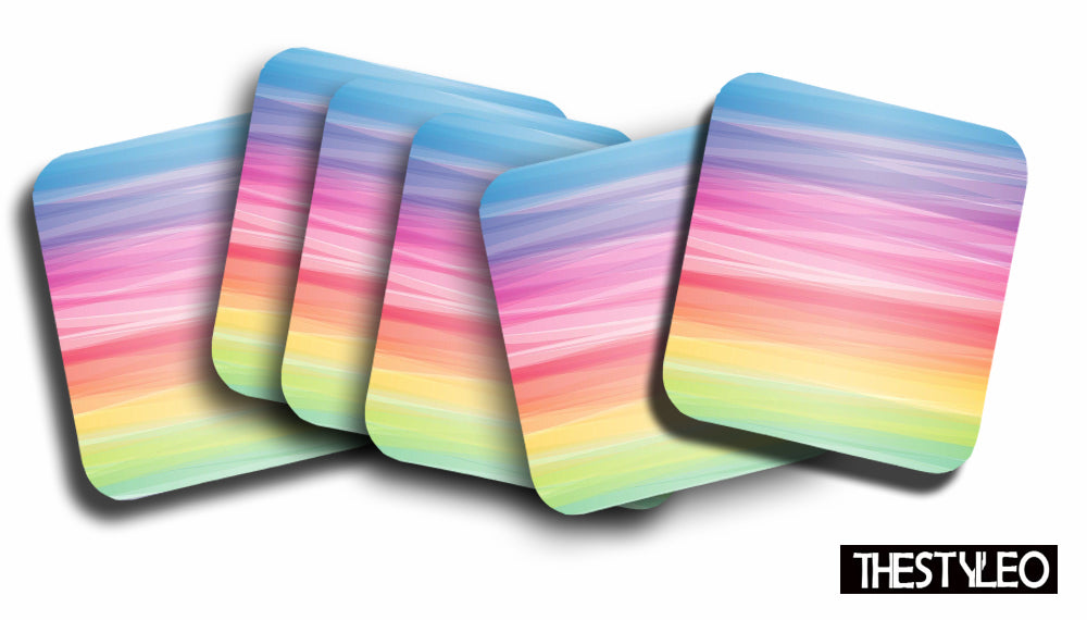 Rainwob Pattern Designer Printed Square Tea Coasters With Stand (MDF Wooden, Set Of 6 Pieces Coaster And 1 Stand) Rainwob Pattern Designer Printed Square Tea Coasters With Stand (MDF Wooden, Set Of 6 Pieces Coaster And 1 Stand)